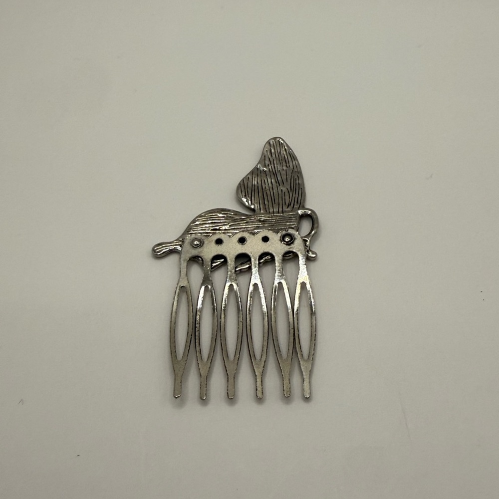 Butterfly Side Comb Vintage Silver Tone Hair Accessories Quality New - Picture 5 of 5
